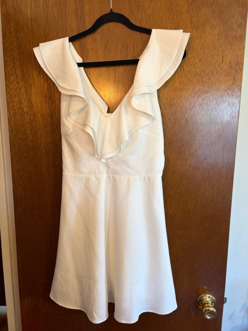 Lulu's White Ruffle V-Neck Mini Dress